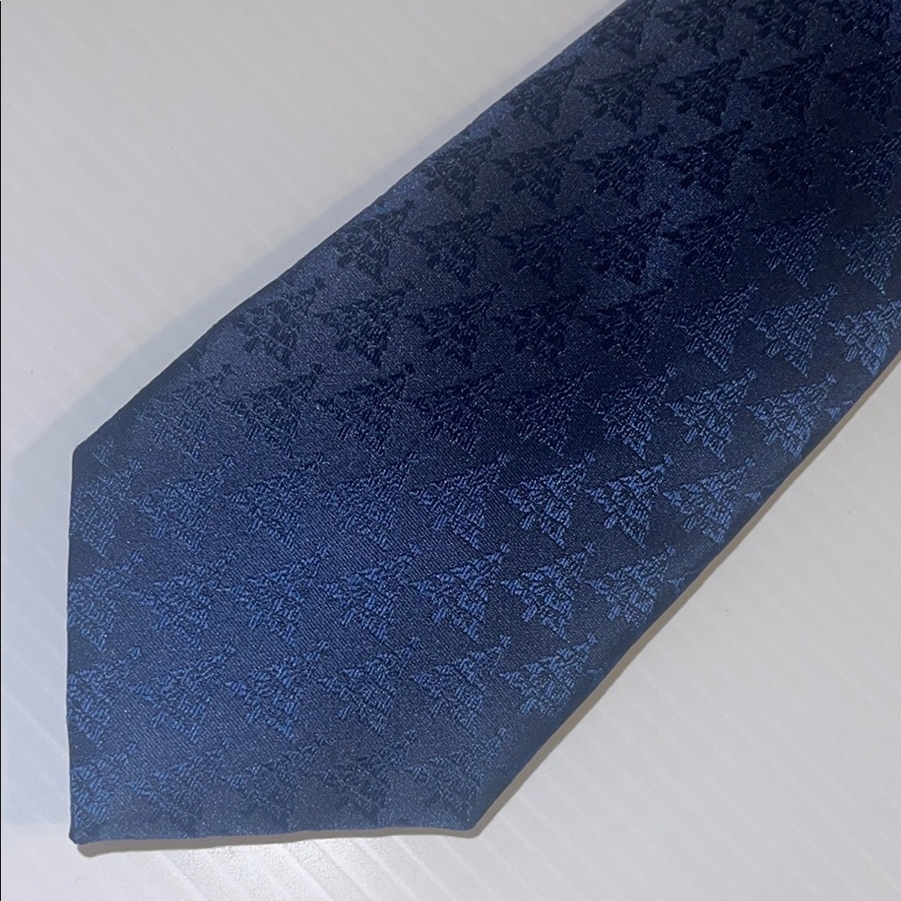 Navy Blue Men's Tie with blue Christmas trees